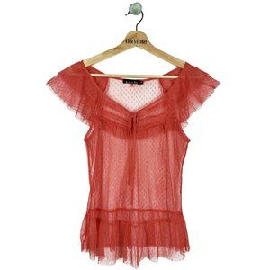 Mustard Seed Coral Sheer Blouse Medium